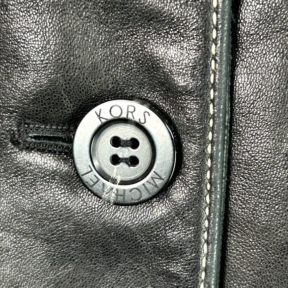 Michael Kors Womens Black Leather Jacket Size M Supple Motorcycle Biker Coat - Picture 4 of 11